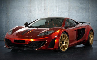 Red sports car gold rims 5 - a concrete floor free wallpaper