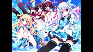 Anime girls blue background clouds - a group of anime girls free wallpaper