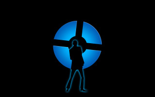 Person blue circle cross hologram - a cross free wallpaper