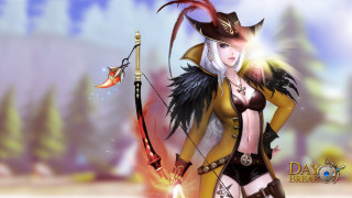 Woman costume sword bow holding - free 3d render wallpaper