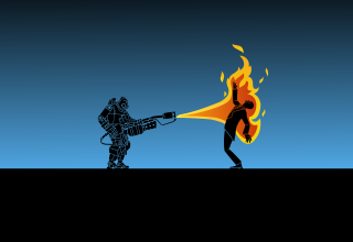 Man fire extinguisher flame cyberpunk - the other hand free wallpaper