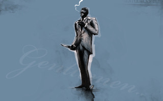 Man suit smoking cigarette lighter - modern free wallpaper