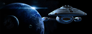 Star trek spaceship planet milkyway - over a planet in the sky free wallpaper