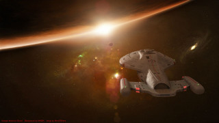 Spaceship starry sky planet sun - a space ship free wallpaper