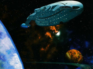 Space station planet starship sky - sci fi free wallpaper