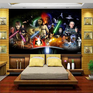 Star wars mural bedroom wooden - maximalism free wallpaper