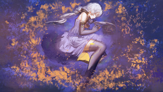 Woman dress hair blowing wind - luminous free wallpaper