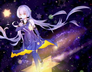 Girl star sky space hologram - her free wallpaper