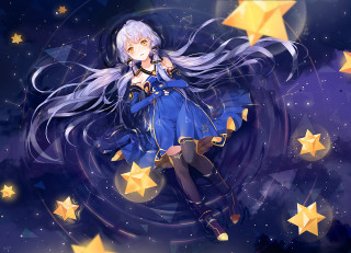 Girl white hair blue dress - blue dress free wallpaper