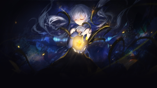 Woman white hair blue dress - white hair free wallpaper