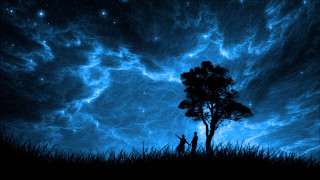 Couple tree blue sky stars - two person free wallpaper