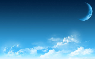 Blue sky half moon clouds - sky free wallpaper