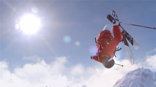 Skier air skis poles jump - unreal engine 5 free wallpaper