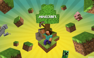 Man sitting tree minecraft plane - pixel art free wallpaper for desktop