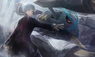 Man suit hat giant creature - epic composition free wallpaper