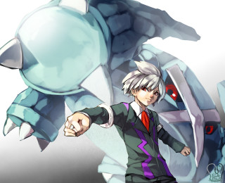 Man suit pointing giant object - a red eye free wallpaper