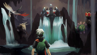 Man waterfall birds flying standing - andreas rocha free wallpaper