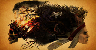 Man skull fire horse demon - a painting of a man free wallpaper