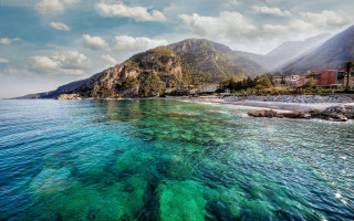 Water mountain beach houses shore - the shore free wallpaper