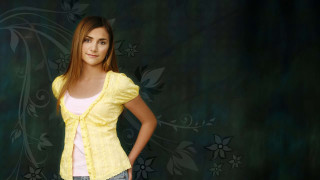 Woman yellow shirt posing hands - a yellow shirt free wallpaper for desktop