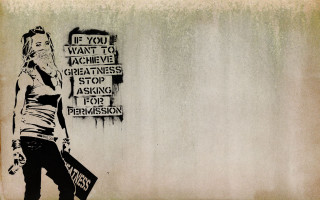 Woman suitcase street sign greatness - punk art free wallpaper