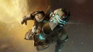 Space suit character gun helmet - his hand and a helmet free wallpaper