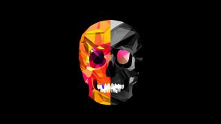 Colorful skull black background red - skull free wallpaper