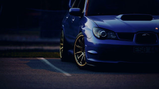 Blue car night road lights - the side of a road free wallpaper