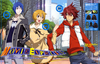 Anime characters cityscape movie strip - a movie free wallpaper