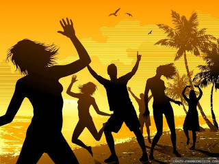 Beach dancing sunset palm trees - felipe seade free wallpaper