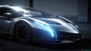 Futuristic car bright light red - the front of its free wallpaper