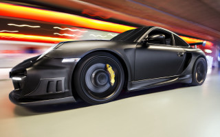 Black sports car tunnel motion - a tunnel free wallpaper