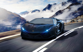 Black sports car mountains road 3 - the sky above free wallpaper