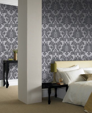 Bedroom damask wallpaper bed lamp - a lamp free wallpaper