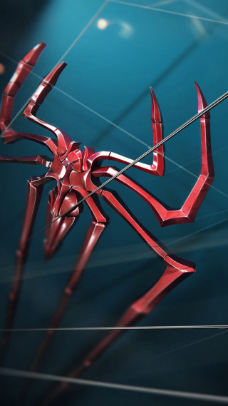 Red spider hanging wire blue - league of legends concept art free wallpaper
