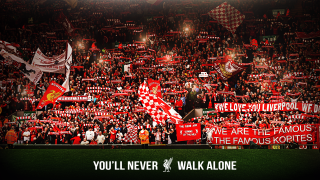 Crowd red white flags banners - a mosaic free wallpaper
