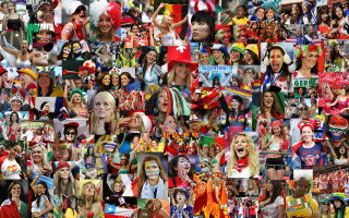 Colorful costume collage people hats - a collage free wallpaper