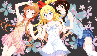 Anime girls long hair blue 14 - a picture together in front free wallpaper