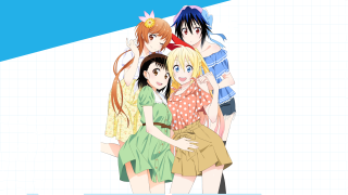 Anime girls blue background group - serial art free wallpaper