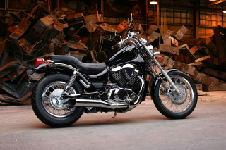 Motorcycle parked warehouse wood planks - boleslaw cybi free wallpaper