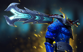Blue silver armored character sword - epic fantasy character art free wallpaper
