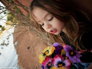 Little girl holding bouquet near - caroline lucy scott free wallpaper