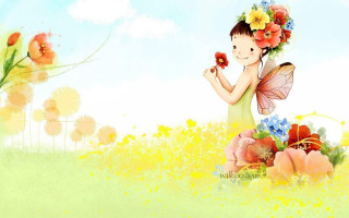 Little girl flower butterfly shoulder 2 - a little girl free wallpaper