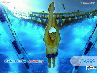 Man swimming cap hands up - poster free wallpaper
