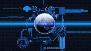 Futuristic blue sphere line cybernetics - cybernetic free wallpaper