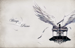 Man piano wings gothic angel - a detailed drawing free wallpaper