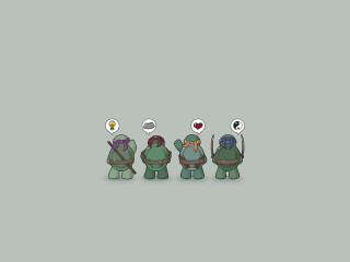 Turtles speech bubbles group friends - a minimalist painting free wallpaper