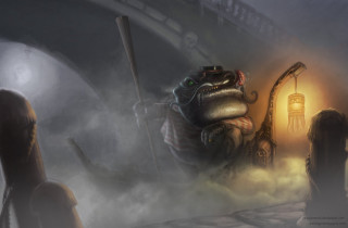 Giant snake foggy area light - a storybook illustration free wallpaper for desktop