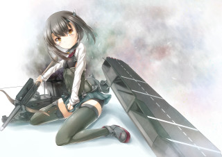 Girl gun sitting suitcase ground - the ground next free wallpaper