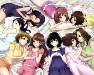 Girls bed arms together backs 2 - their back free wallpaper